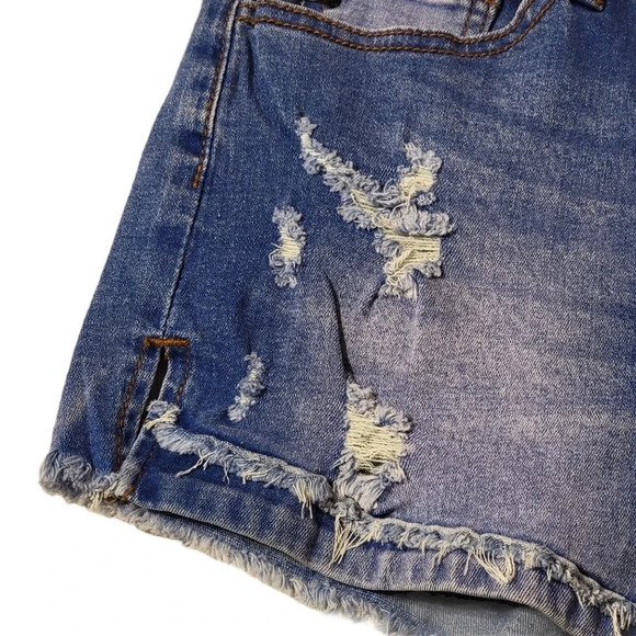 KANCAN Women's Regular Distressed Mid Rise KC11143ML Jean Shorts Size 25 - Picture 12 of 16